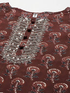 Yufta Women Maroon Floral Printed Regular Kurta with Palazzo & With Dupatta | Grab2Buy