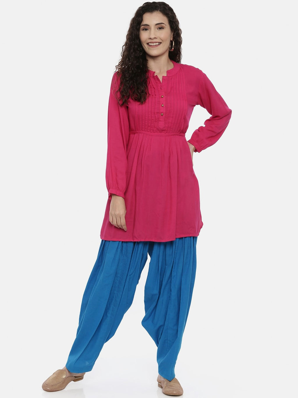 Souchii Turquoise Blue Solid Loose-Fit Patiala | Grab2Buy