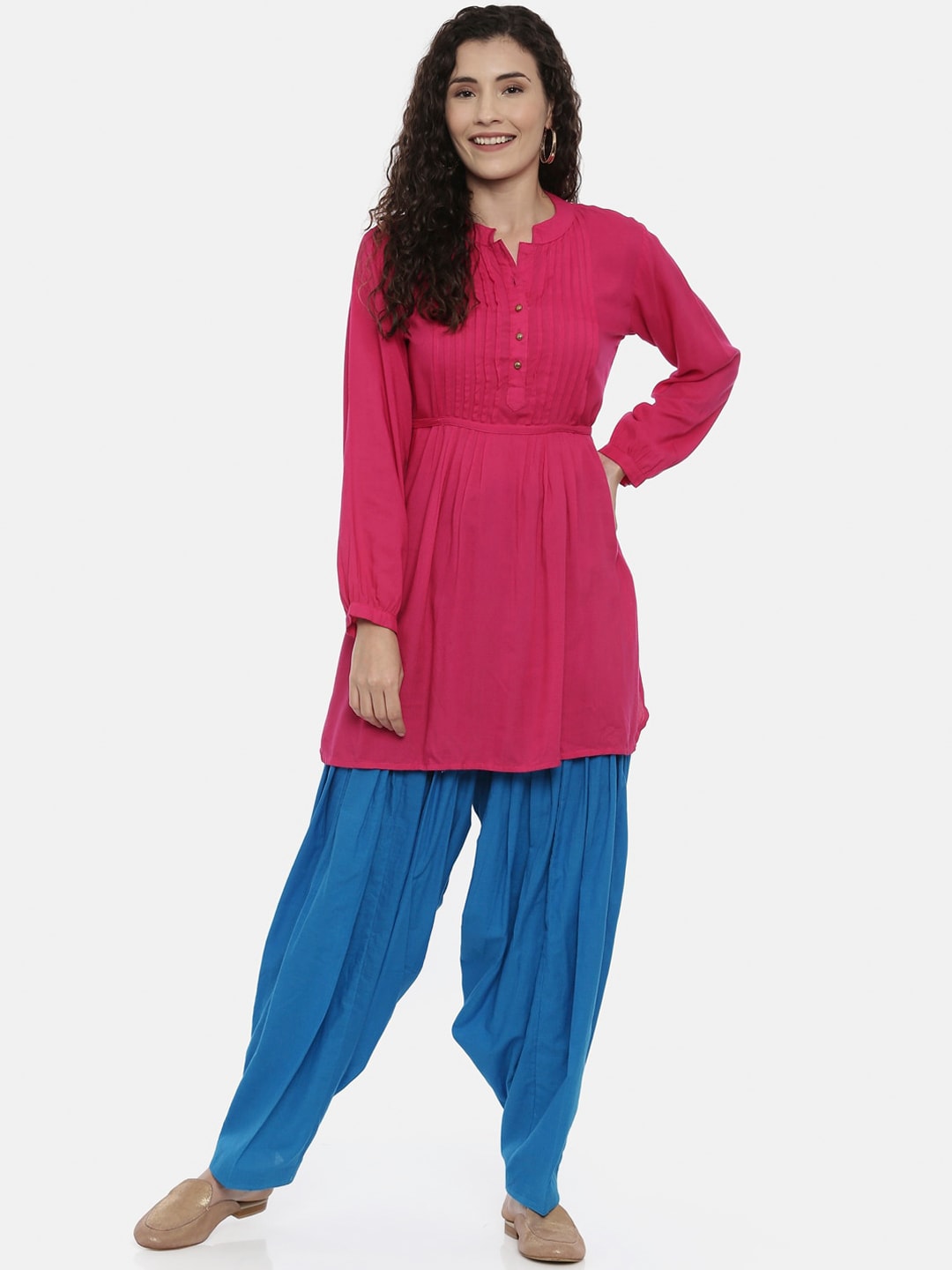 Souchii Turquoise Blue Solid Loose-Fit Patiala | Grab2Buy