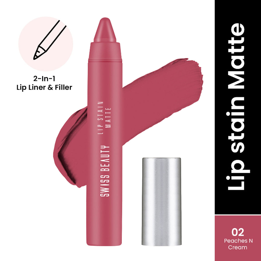 Swiss Beauty Lip Stain Matte Lipstick - 202 Peaches And Cream | Grab2Buy