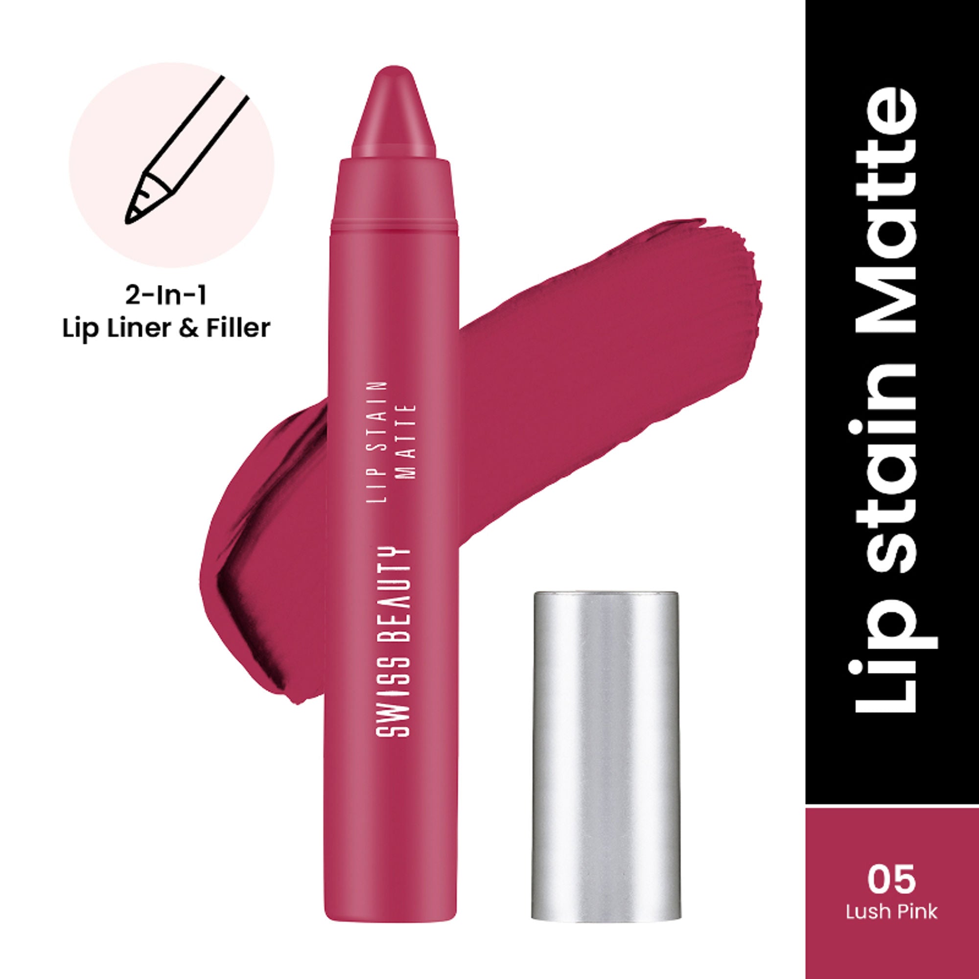 Swiss Beauty Lip Stain Matte Lipstick - 205 Lush Pink | Grab2Buy