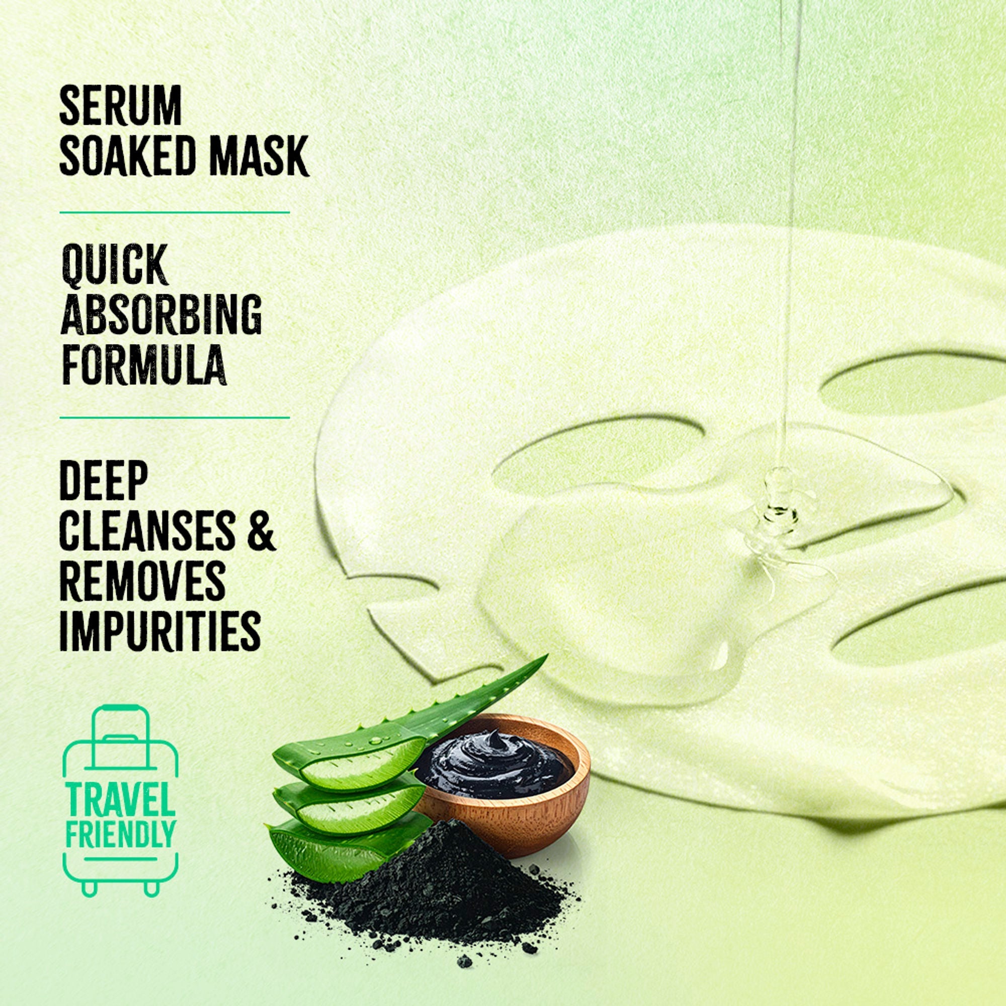 Nykaa Green Tea + Aloe Vera Sheet Mask For Hydrated Skin - Formulated in Korea - For All Skin Types - Black Mud + Aloe Vera
