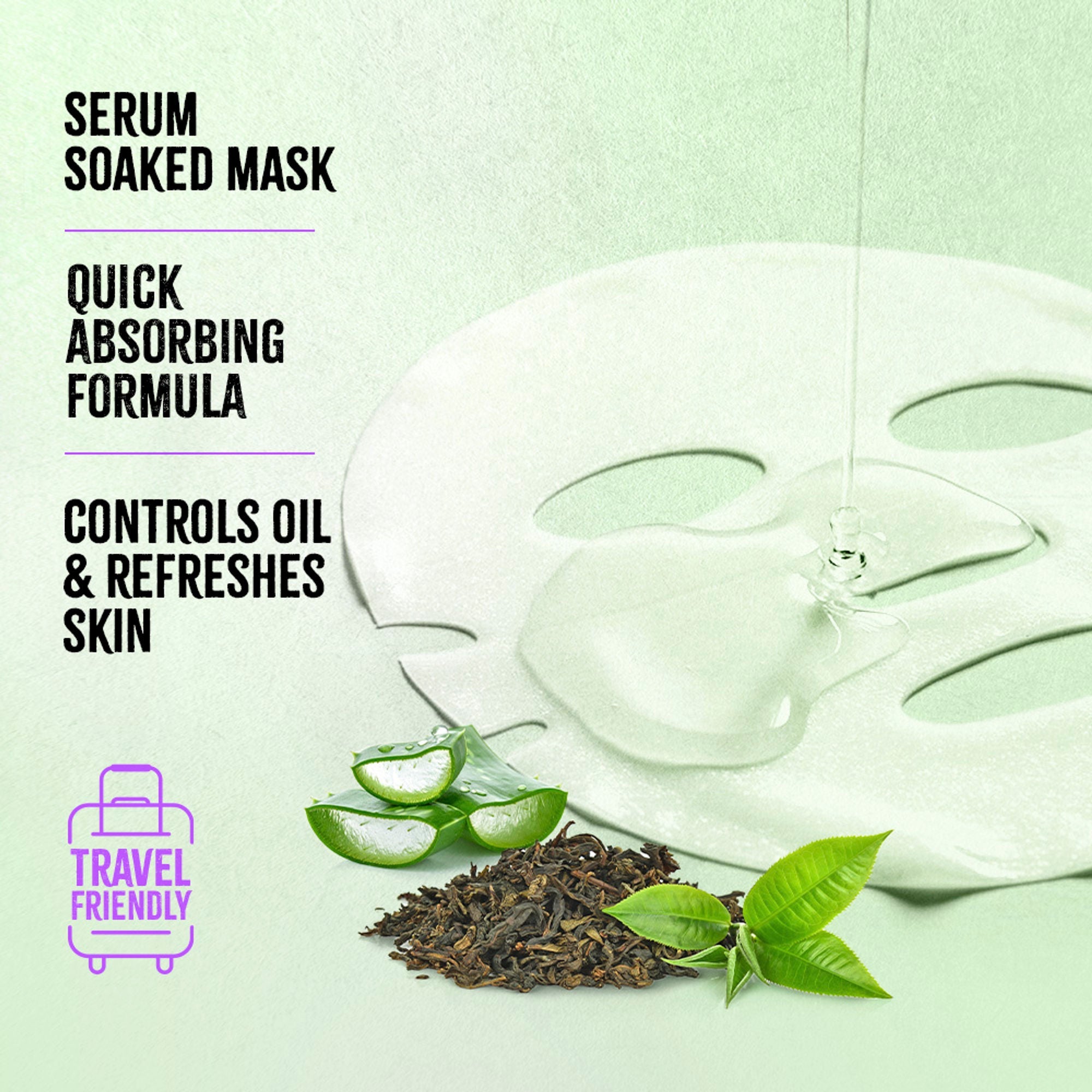 Nykaa Green Tea + Aloe Vera Sheet Mask For Hydrated Skin - Formulated in Korea - For All Skin Types - Green Tea + Aloe Vera