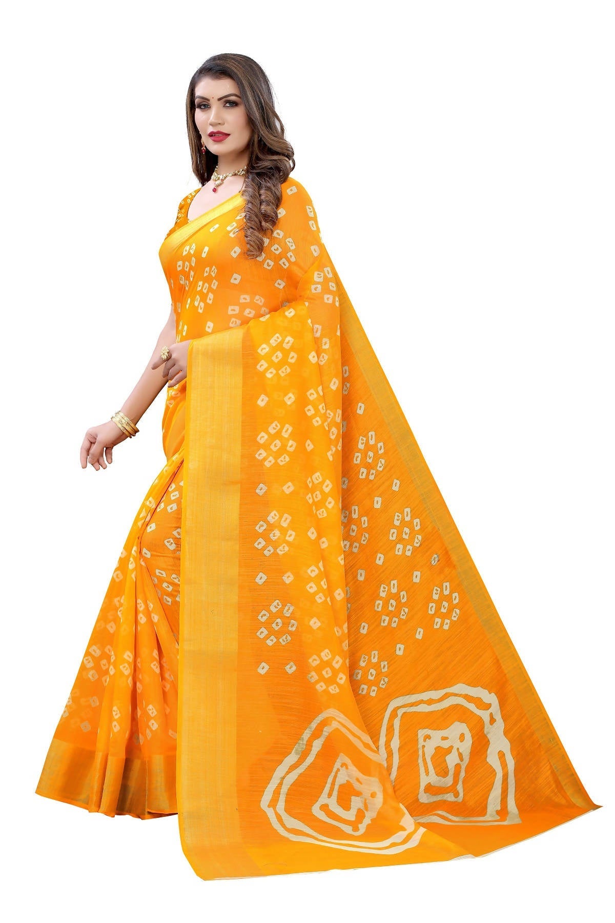 Vamika Stylish Orange Linen Jari Border Saree (RADHIKA ORANGE) | Grab2Buy
