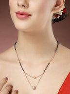 NVR Women's Rose Gold CZ Stone-Studded & Beaded Layered Mangalsutra