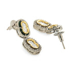 Double Mufli (peanut) Meenakari and Diamond Earrings (Silver) - Ruby Raang | Grab2Buy