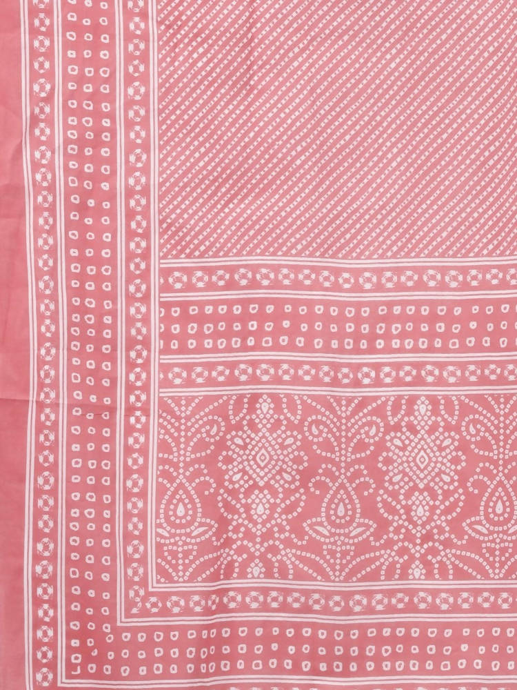 Yufta Women Pink Printed Regular Pure Cotton Kurta with Palazzo and Dupatta | Grab2Buy