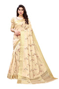 Vamika Cream Color Cotton Polyester Silk Weaving Saree | Grab2Buy
