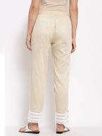 Myshka Beautiful Women's Cream Cotton Solid Casual Trouser | Grab2Buy