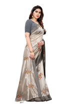 Vamika Grey Crepe Embroidery Saree (Nirali Grey) | Grab2Buy