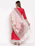 Myshka Women's Pink Cotton Solid 3/4 Sleeve V Neck Casual Kurta Dupatta Set | Grab2Buy