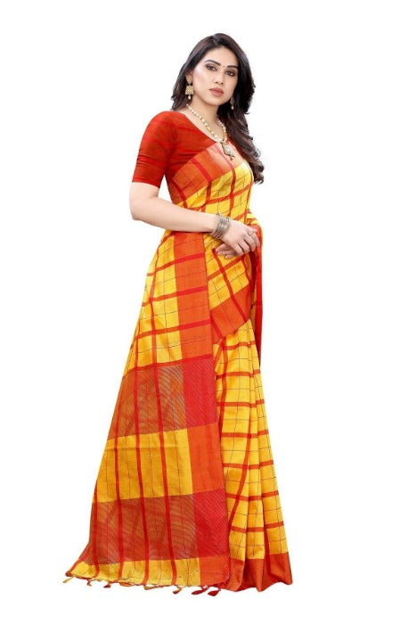 Vamika Yellow Cotton Silk Weaving Saree (SATURN YELLOW) | Grab2Buy