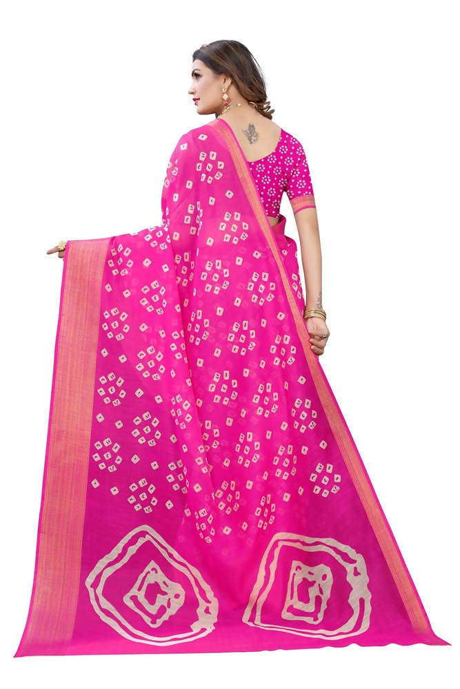 Vamika Pink Color Linen Jari Border Saree | Grab2Buy