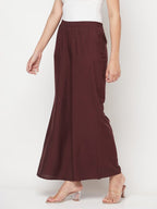 Aniyah Rayon Flared Slip-On Coffee Color Palazzo | Grab2Buy