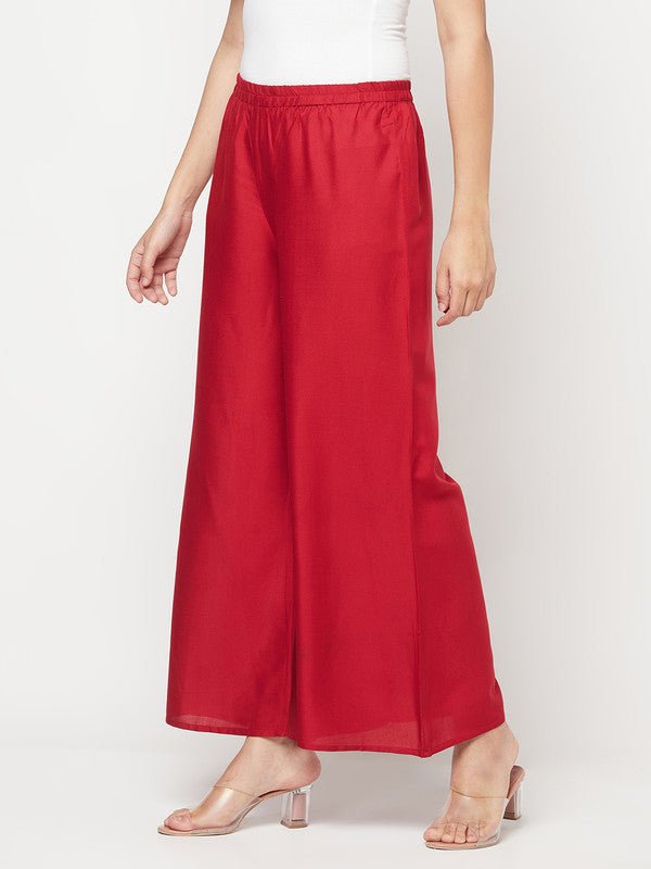 Aniyah Maroon Color Rayon Flared Slip-On Palazzo | Grab2Buy