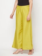 Aniyah Rayon Flared Slip-On Parrot Green Palazzo | Grab2Buy