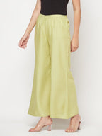 Aniyah Rayon Flared Slip-On Pista Color Palazzo | Grab2Buy