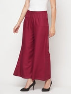 Aniyah Rayon Flared Slip-On Wine Color Palazzo | Grab2Buy