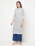 Aniyah Rayon Digital Screen Print White Straight Kurta | Grab2Buy