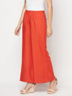 Aniyah Rayon Flared Slip-On Rust Color Palazzo | Grab2Buy