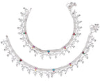AanyaCentric Silver Plated White Metal Payal Indian Traditional Ethnic Fashion Imitation Jewellery Foot Chain