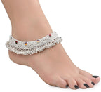 AanyaCentric Silver Plated White Metal Payal Indian Traditional Ethnic Fashion Imitation Jewellery Foot Chain | Grab2Buy