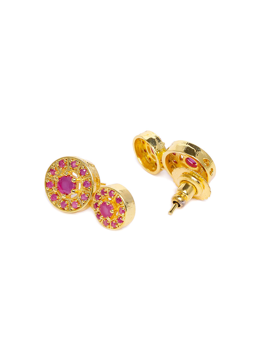 Zaveri Pearls Pink Gold-Polished Cubic Zirconia Studded Jewellery Set | Grab2Buy