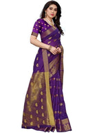 Vamika Banarasi Jacquard Weaving Violet Saree (Shining Violet) | Grab2Buy