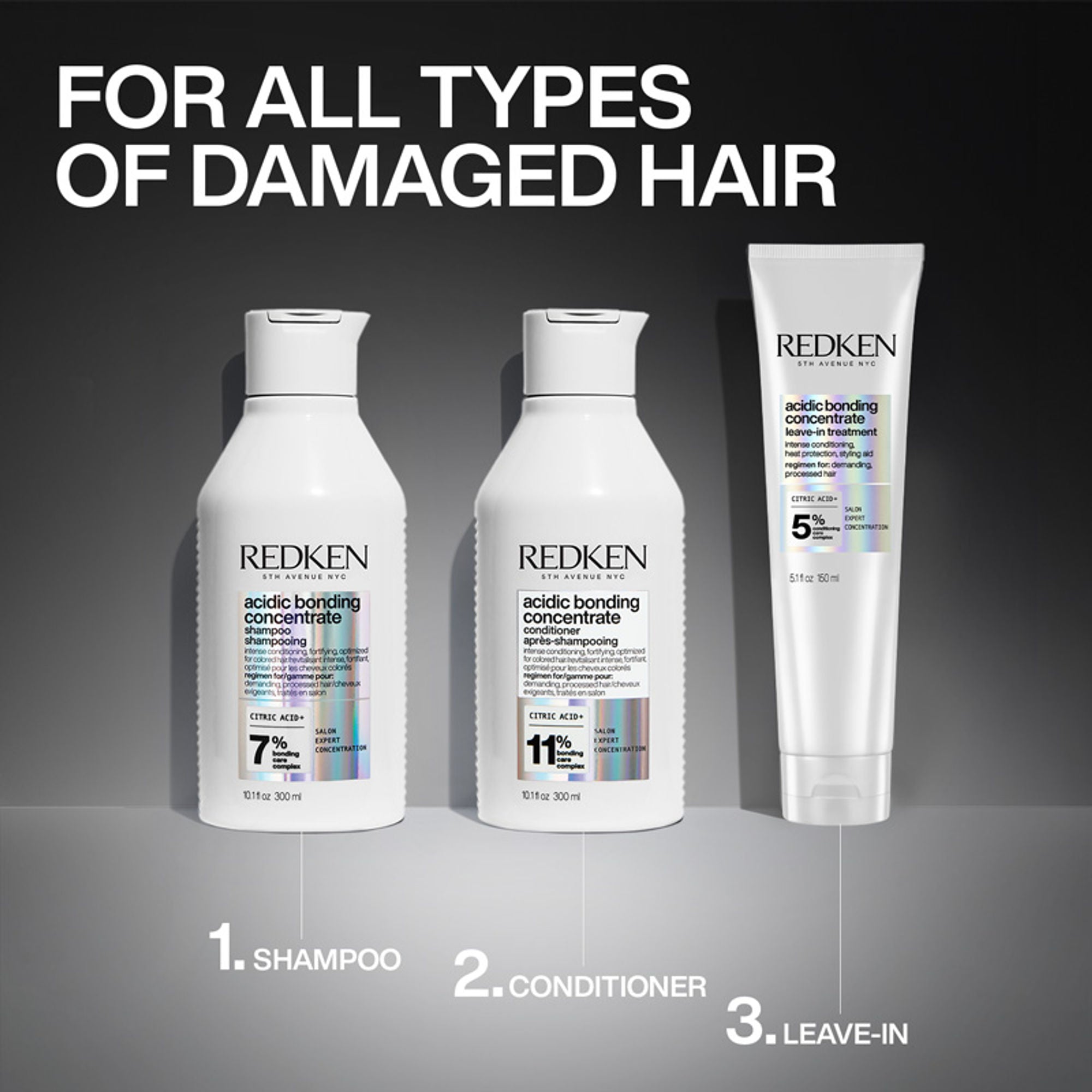 Redken Damaged Hair Combo - Acidic Bonding Concentrate Shampoo & Conditioner | Grab2Buy