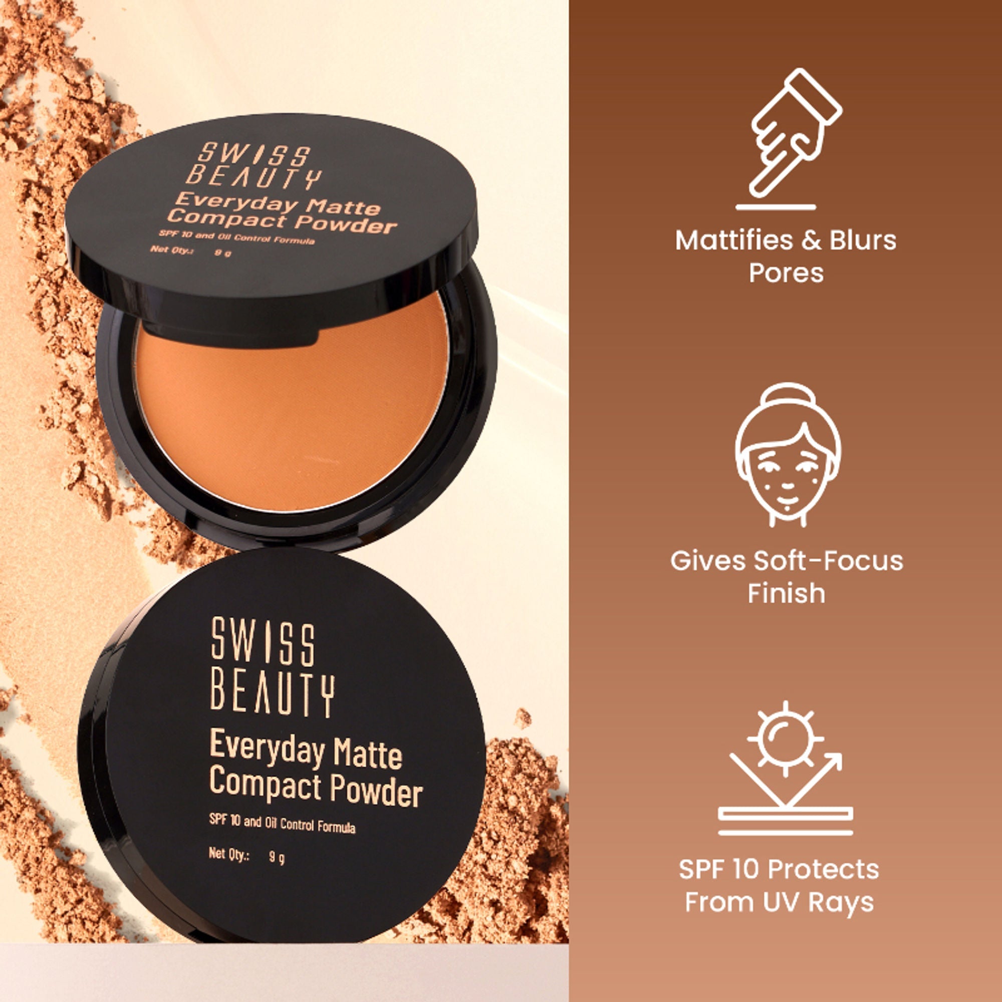 Swiss Beauty Everyday Matte Compact - 6 Hazel | Grab2Buy