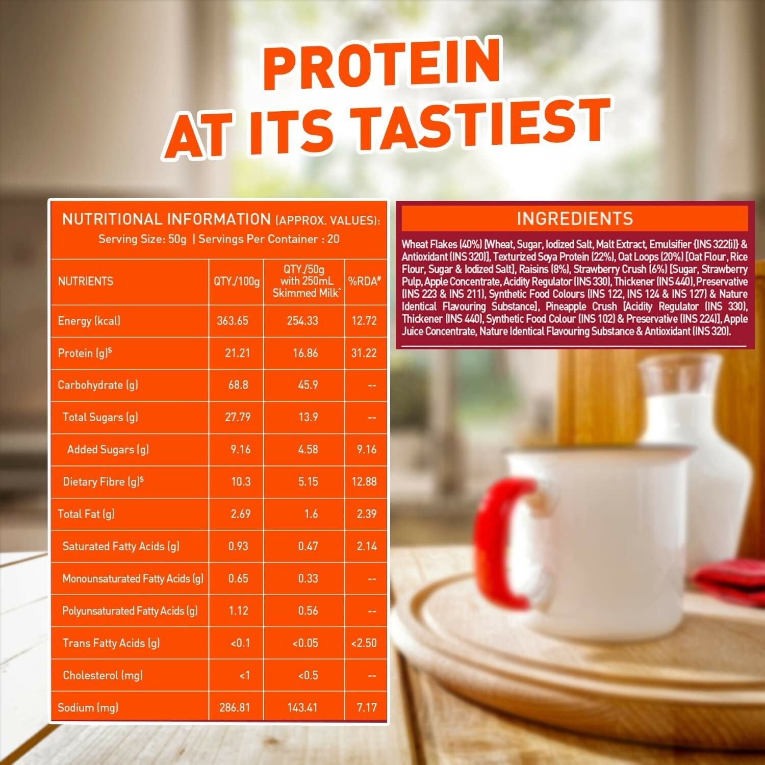 MuscleBlaze 16g High Protein Wheat Cereal - Strawberry Blast | Grab2Buy