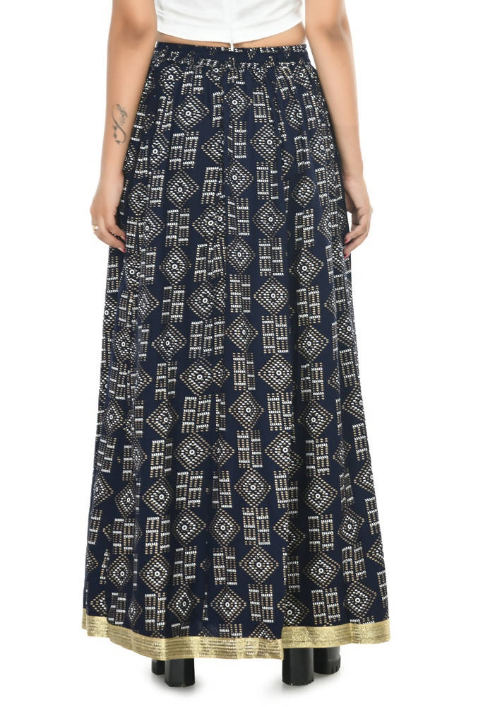 Mominos Fashion Moeza Cotton Navy Blue Printed Lehenga (Lancha) | Grab2Buy