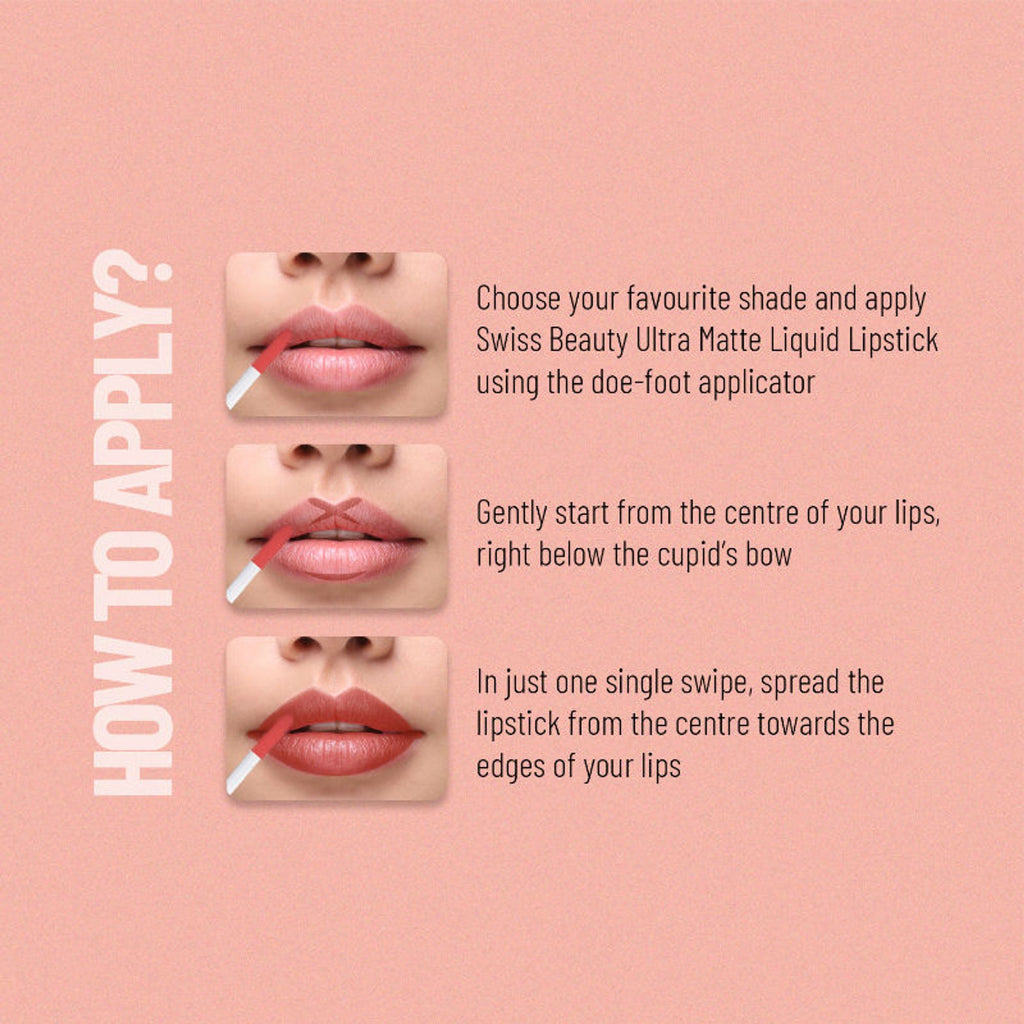 Swiss Beauty Ultra Smooth Matte Liquid Lipstick - 21 Peach Red