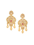 Saraf RS Jewellery Gold-Polished White & Magenta American Diamond Studded Jewellery Set | Grab2Buy