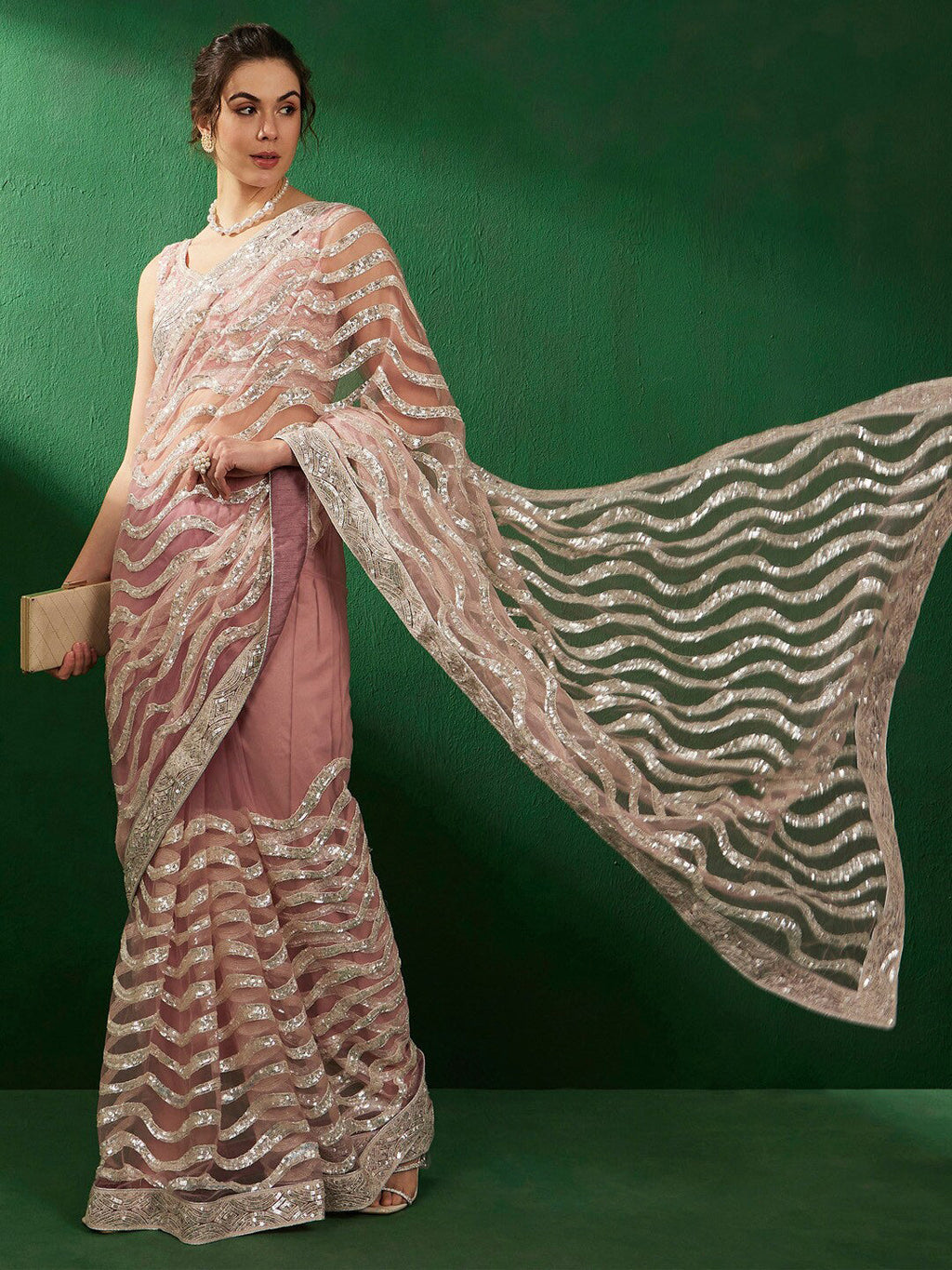 Sangria Embellished Party Wear Saree | Grab2Buy