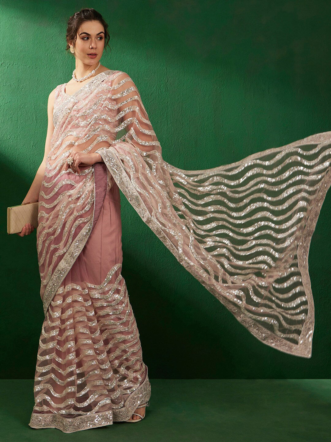 Sangria Embellished Party Wear Saree | Grab2Buy