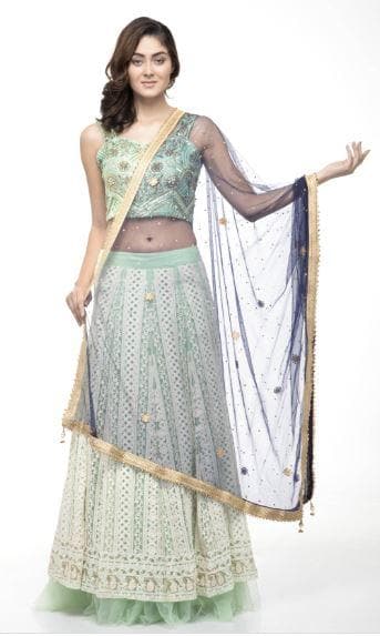 A R Silk Women's Net Net Chandna Handwork With Moti Laish Navy Blue Fancy Dupatta | Grab2Buy