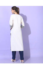 Maai Rayon Hand Printed Kurta White | Grab2Buy