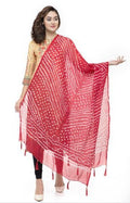 A R Silk Women's Silk Jaipuri Print Red Regular Dupatta | Grab2Buy