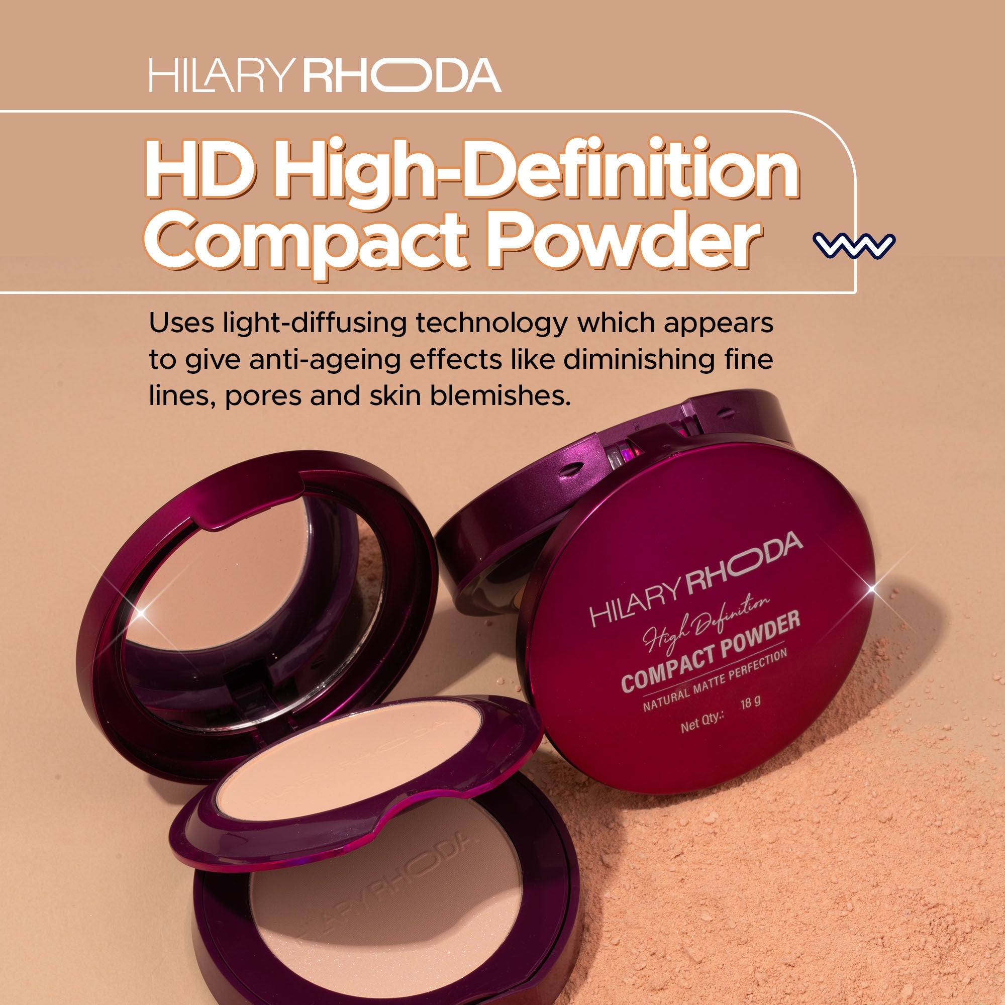 Hilary Rhoda HD High-Definition Matte Pressed Powder - Natural 02 | Grab2Buy