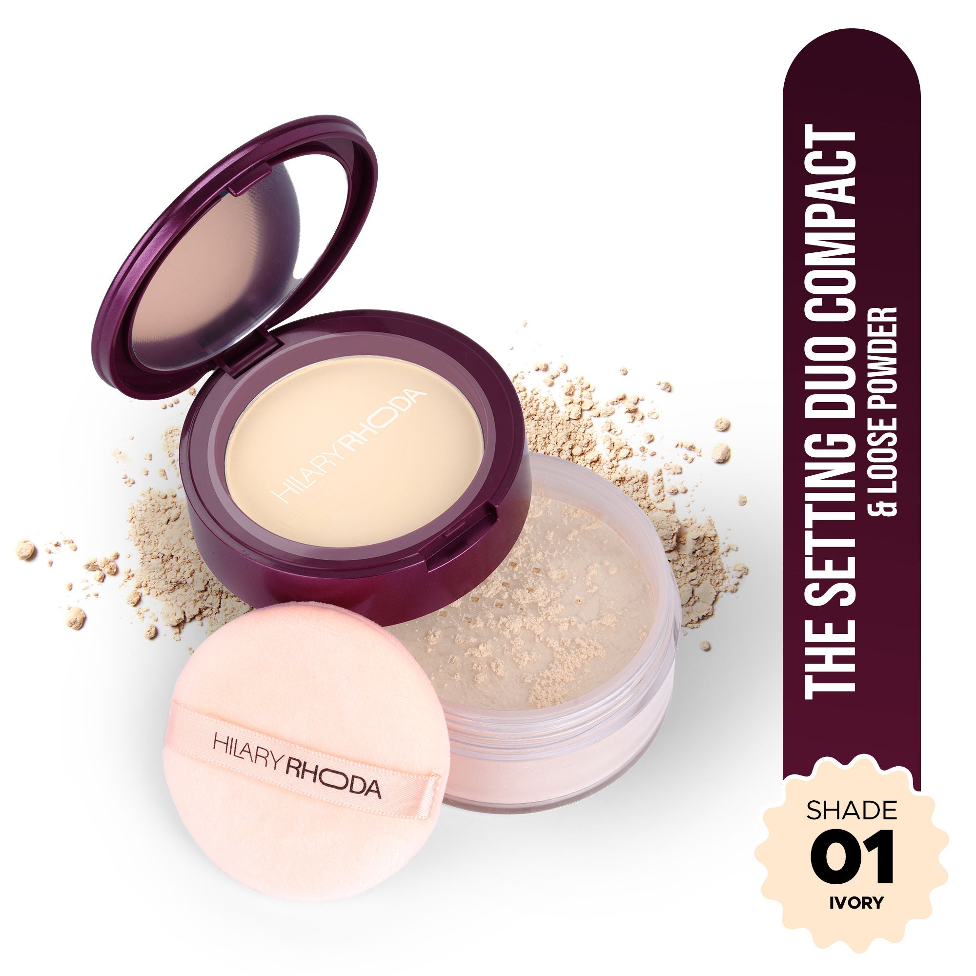 Hilary Rhoda The Setting Duo Matte Compact Powder - Ivory 01 | Grab2Buy