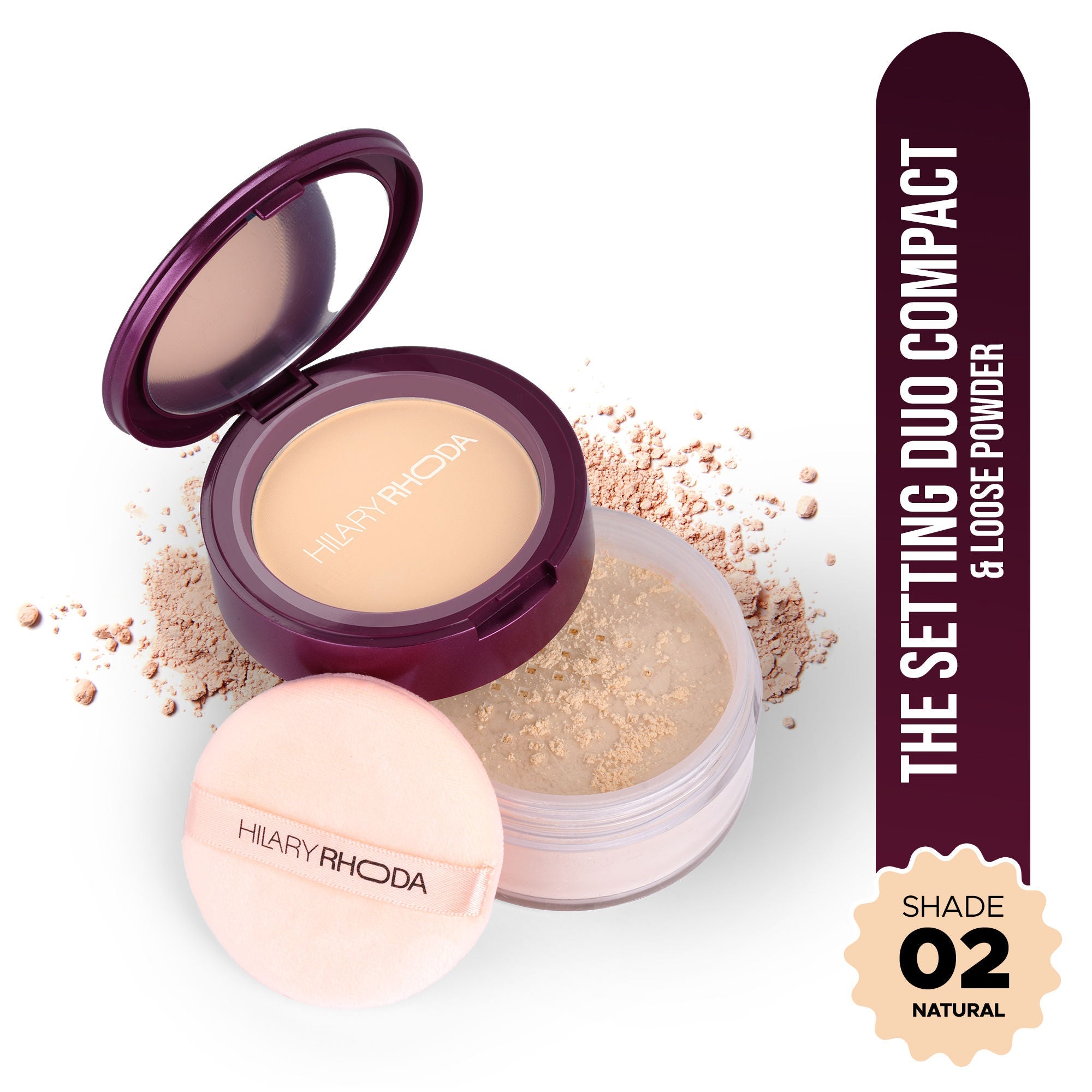 Hilary Rhoda The Setting Duo Matte Compact Powder - Natural 02 | Grab2Buy