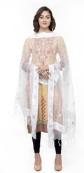 A R Silk Women's Orgenza Cotton Gota Work White Fancy Dupatta | Grab2Buy