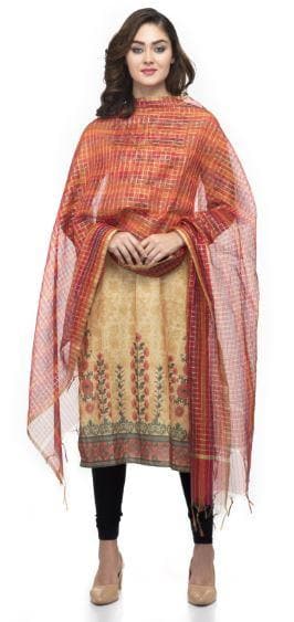 A R Silk Women's Chanderi Zari Embroidery Multi Regular Dupatta | Grab2Buy