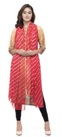A R Silk Women's Chiffon Leheriya Design Red Regular Dupatta | Grab2Buy