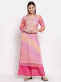 Myshka Women's Trendy Multi Cotton Printed 3/4 Sleeve Round Neck Casual Kurta | Grab2Buy