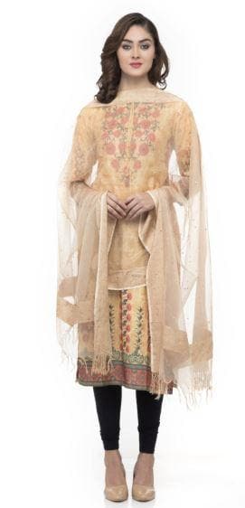A R Silk Women's Orgenza Cotton Stone Work Golden Regular Dupatta | Grab2Buy