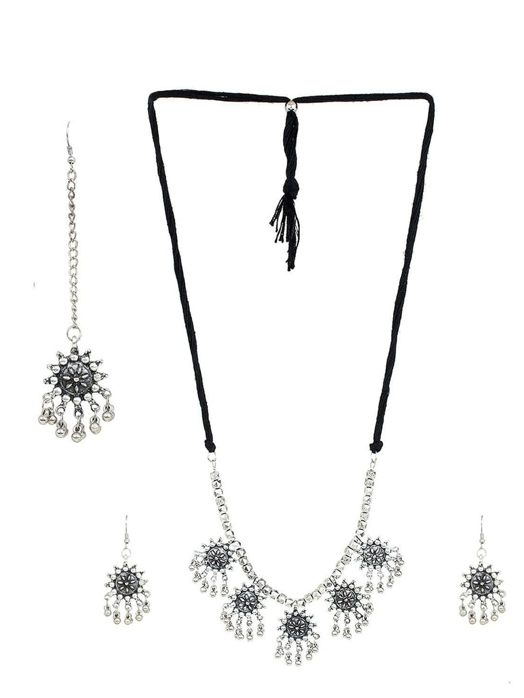 Cardinal Silver-Toned Oxidised Jewellery Set | Grab2Buy