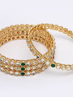 NVR Women Set of 4 Gold-Polished Kundan Studded Bangles | Grab2Buy