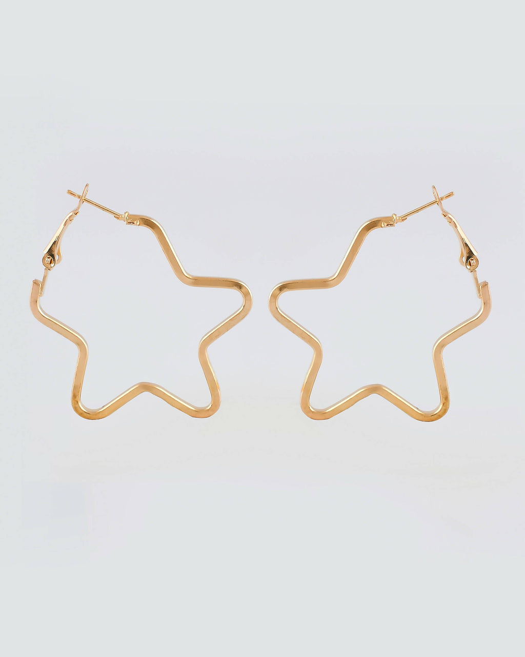 VOJ Women Gold Tonned Star Shape Hoop Stainless Steel Earrings | Grab2Buy
